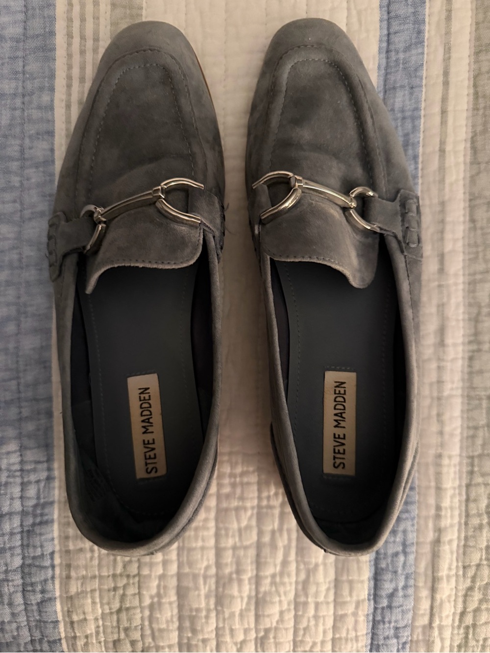 Steve Madden Gray Suede Bit-Detail Loafers